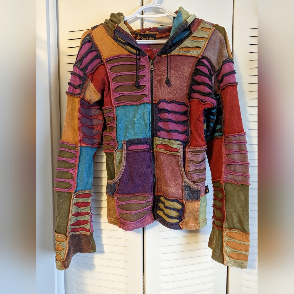 Leopards and Roses patch work hoodie
